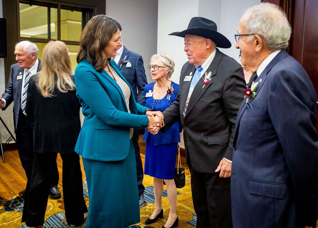 John Scott & Ron Ghitter greet Alberta Premier Danielle Smith
