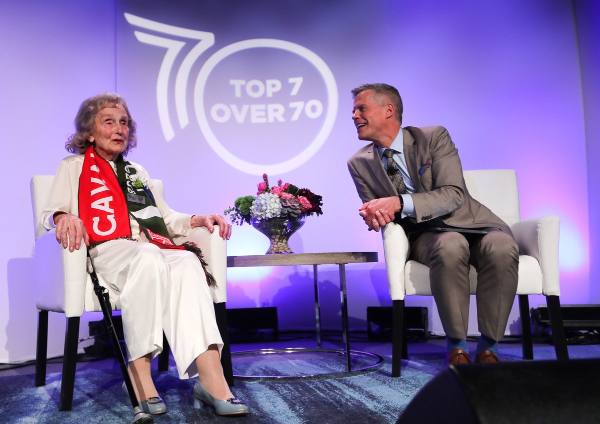 Dave Kelly chats with Top 7 Over 70 winner Margaret Southern 